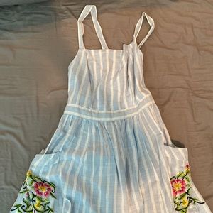 Sweet cotton blue and white striped dress